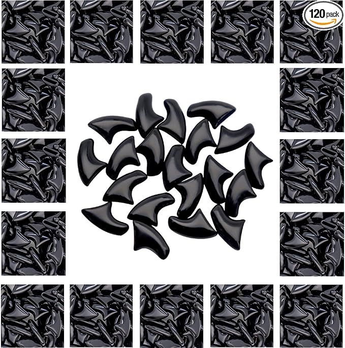 VICTHY 120pcs Cat Nail Caps | Cat Claw Caps | Cat Nail Covers with Adhesives and Applicators (Black M)