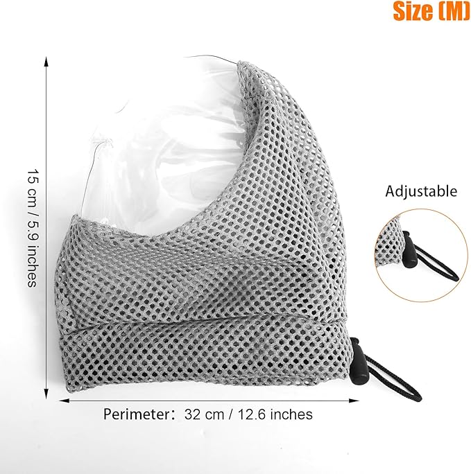 Adjustable Cat Muzzle for Grooming, Breathable Cat Pet Head Cover with Transparent Anti-Bite Bubble Mask Helmet for Nail Trimming Bathing & Vet Visits (M Size)