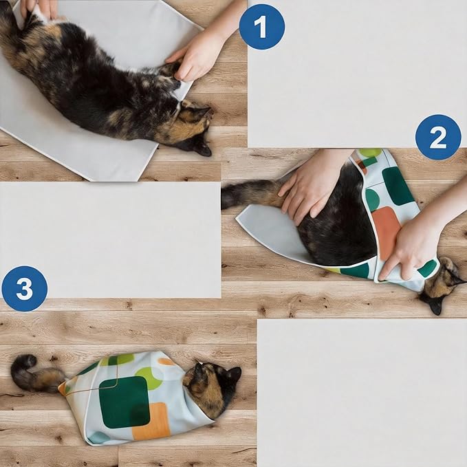 33" Extra Large Cat Grooming Wrap, Self-Adherent Cat Restraint for Nail Clipping, Cat Burrito Wrap for Cutting Nails, Teeth Brushing, Ear Cleaning & Medication, No-Scratch Cat Swaddle Wrap