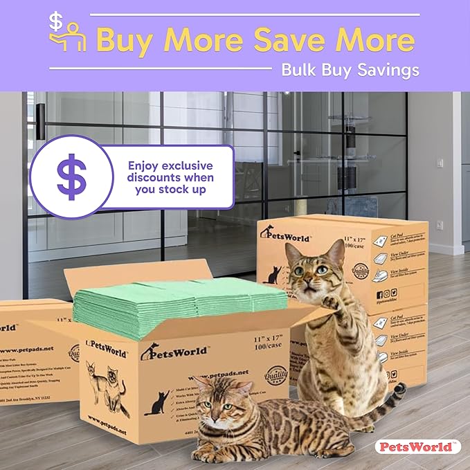 PetsWorld Universal Fit Multi-Cat Pad Refills for Litter Box, Fresh Scented, Ultra-Absorbent, Odor Control, Pack of 400