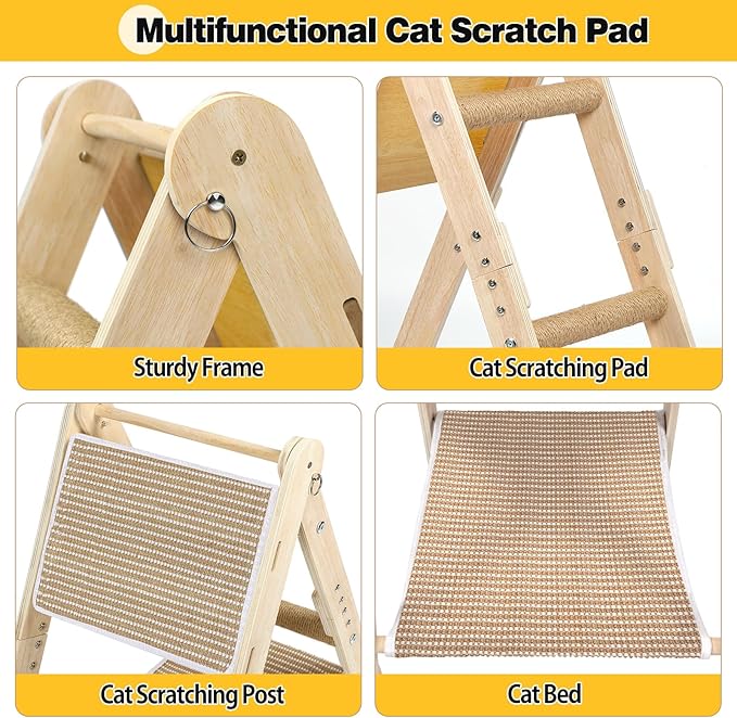 Cat Scratching Pads, Cat Scratch Board, Protecting Furniture Cat Scratcher with Toy Ball, Triangle Shaped 3 Usable Sides for Indoor Cats, Cat Scratch Post, Cat Toy Durable Woodboard Vertical