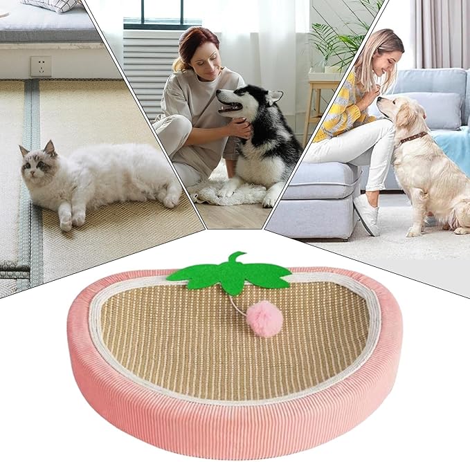 Sisal Cat Scratching Bed - Strawberry Scratch Pad | scratching basin sofa cat bed, Sleeping Mat Nest Pet Accessory | Kitten Small Dog Indoor Resting Mat, Furniture Protector for Couch Carpet Floor Doo