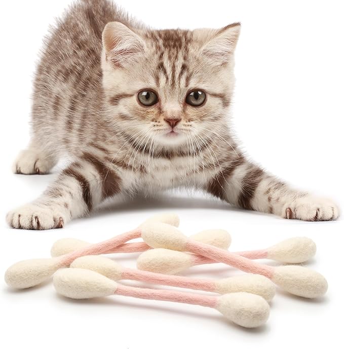 Glaciart One Swabs Cat Toys with Catnip - 6 Pk | Durable for Chew, Cute Cat Toys Interactive Kitty for Boredom, Exercise, & Play | Filled w/Organic Catnip for Anxiety & as Digestive Aid | Gift Idea