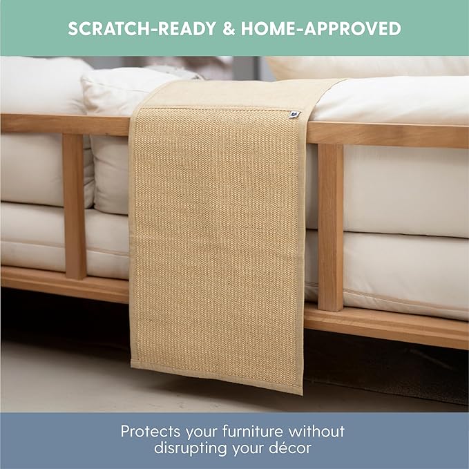 The Cat Ladies Cat Scratch Furniture Protector Mat - Couch Protector from Claws - Anti Scratch Furniture Protectors from Cats Scratching - Sisal Scratcher Pad - Beige