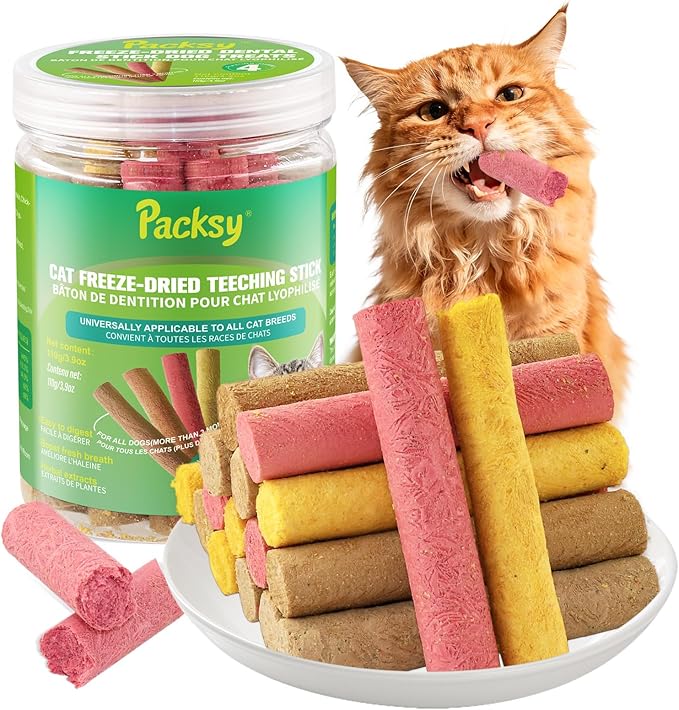 4 Flavors/110g Cat Grass Chew Sticks,Dental Health&Hairball Control for Cats,Dehydrated Cat Treats,Also for Dogs(Beef,Salmon&Cat Grass,Chicken&Pumpkin,Dragon Fruit&Chicken (110g)
