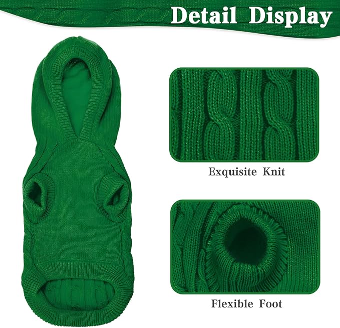 PUPTECK Winter Dog Cat Sweater Coat - Soft Cold Weather Clothes Knitwear for Kitties & Small Dogs Indoor Outdoor Walking Warm, Knitted Classic for Doggies Kitties Girls Boys, Light Green S