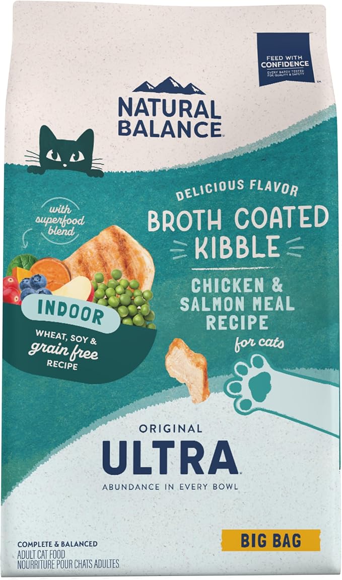 Natural Balance Original Ultra Indoor Chicken & Salmon Meal Cat Food, Dry Food for Indoor Adult Cats, 15 lb. Bag