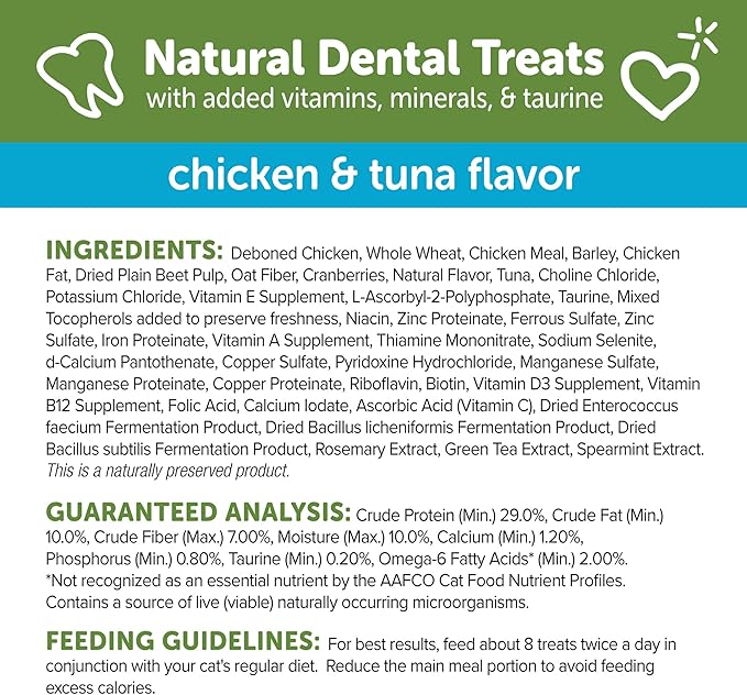 Wellness WHIMZEES Cat Dental Treats, Freshens Breath, Chicken and Tuna Flavor, 2 oz Bag