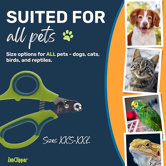 Zen Clipper Pet Nail Clipper for Dogs – Dog Nail Clipper for Safer Grooming and Nail Care - Clean, Quiet, and Easy-to-Use Stainless Steel Dog Nail Trimmer - (3mm Hole)