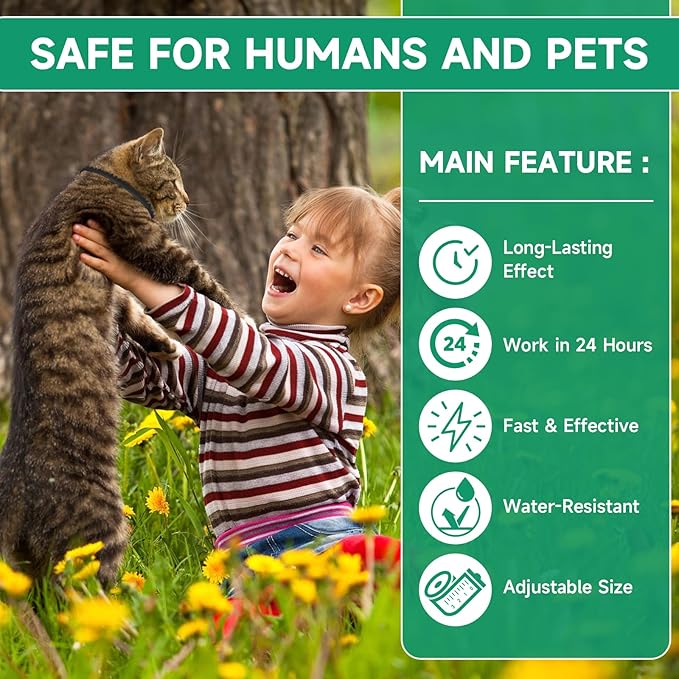 Woyamay 4 Pack Flea Collar for Cats, Cat Flea and Tick Treatment, 32-Month Flea and Tick Prevention for Cats, Waterproof Cat Flea Collar, Adjustable Cat Flea and Tick Collar for Cats Kittens, Black