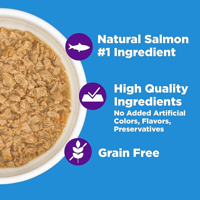 Wellness Complete Health Purrfect Duos Cuts in Gravy Adult Wet Cat Food, Natural, Protein Rich, Grain Free, Salmon and Whitefish Dinner Recipe, 2.64 oz, Pack of 12 Split Cups