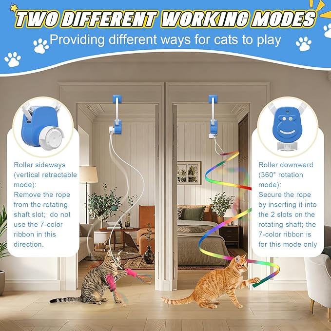 Automatic Flying Interactive Cat Toy for Indoor Cats - Safe Chase & Exercise Stimulation for Bored Kittens, Adults & Multi-Cat Homes (Blue)