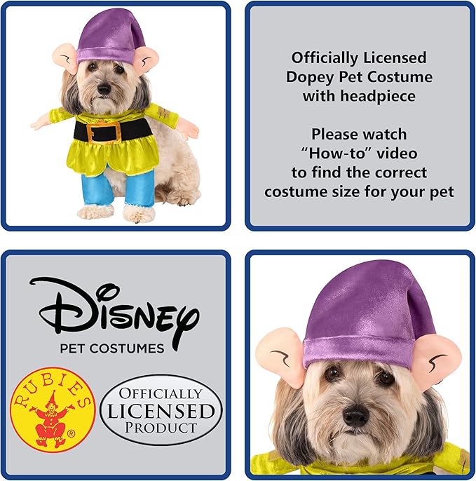 Rubies Disney Snow White and the Seven Dwarves: Dopey Pet Costume for For Dogs or Cats, XL