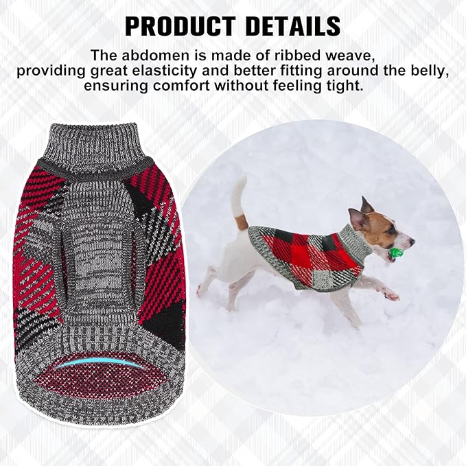 BEAUTYZOO Small Dog Sweater Female Male, Fleece Dog Turtleneck Pullover Sweater, Soft Warm Cute Knitted Cat Sweater Cold Weather Puppy Knitwear Girl Boy, Pet Clothes for Chihuahua Bulldog Yorkie, S