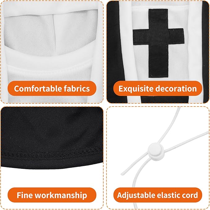 PET SHOW Nun Dog Costume for Small Medium Dogs Halloween Cosplay Outfit Black White Cloak Dress Up Adjustable Pets Apparel Holiday Party Clothes Boys Girls(M/L)