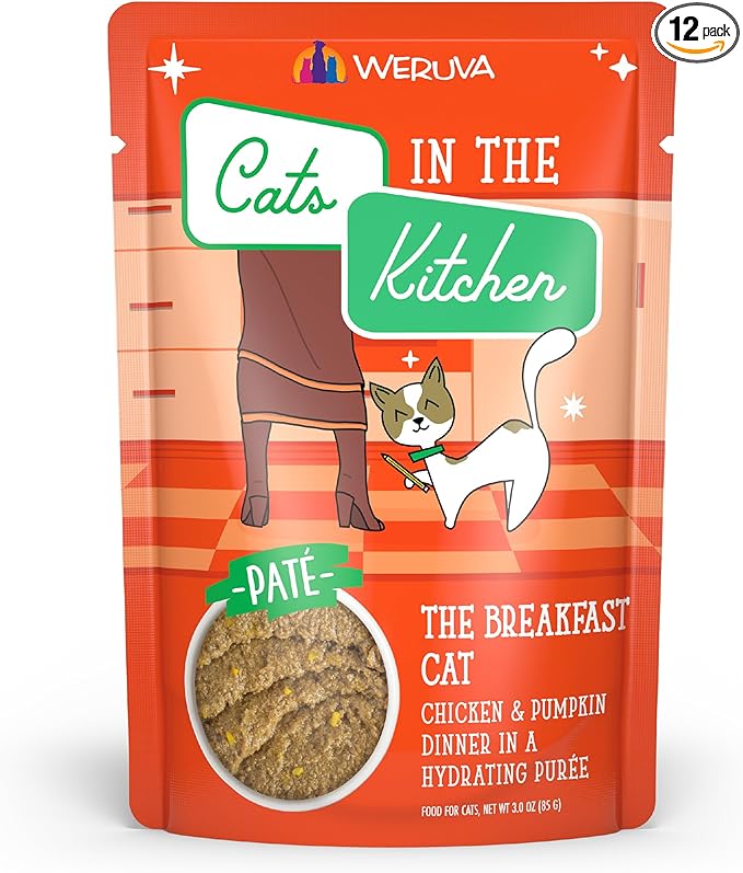 Weruva Cats in The Kitchen Paté, The Breakfast Cat with Chicken & Pumpkin, 3oz Pouch (Pack of 12)