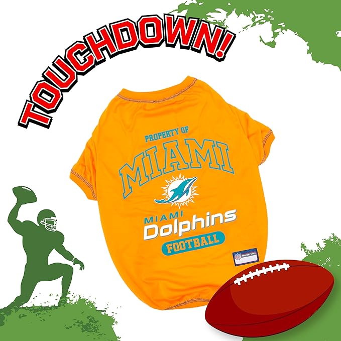 NFL Miami Dolphins Dog T-Shirt for Pets, Size X-Large. Officially Licensed Pet Shirt with Team Logo, Soft Stretchable Comfort Fit Apparel for Dogs & Cats