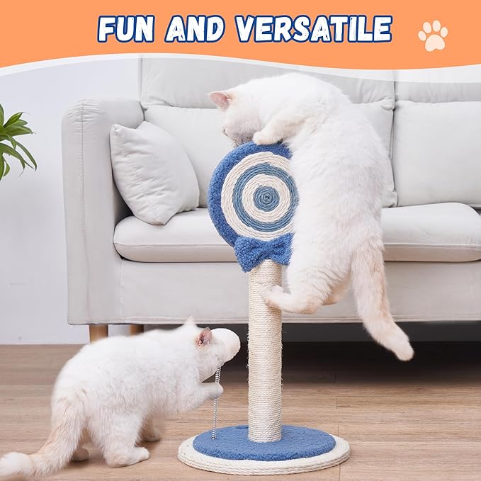 Kitten Kitty Cat Scratching Post Pole Scratcher Cute Sisal Rope Toy Indoor Room Decor Scratch Mini Blue Decorative Accessories Lollipop Hanging Ball