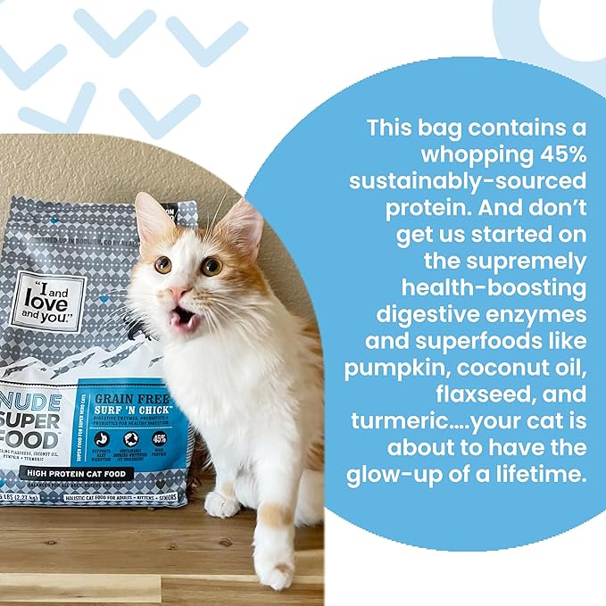 I and love and you Nude Dry Cat Food - Grain Free Limited Ingredient Kibble, Whitefish + Chicken, 5-Pound Bag