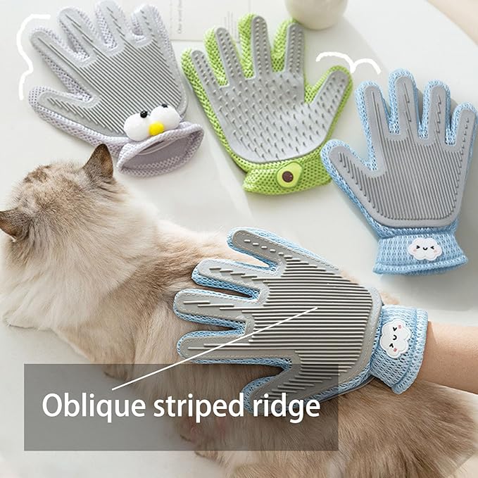 Pet Hair Remover Glove for Dogs & Cats,2-in-1 Massage Grooming Tool, Efficient Deshedding Brush with Soft Spikes, Gentle Fur Removal and Cleaning Glove for Shedding Control
