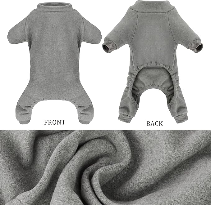 Velvet Dog Pajamas Stretchy Pet Clothes Puppy Jumpsuit Solid Color Cat Clothes for Small Pet Dog and Cat (Dark Grey, Small)