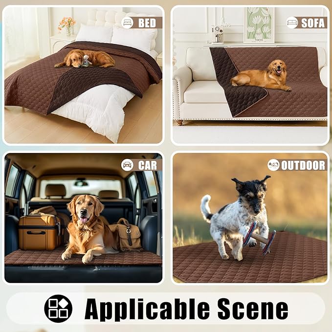 Smiry Waterproof Dog Bed Cover Blanket, Soft Reversible Pet Blanket, Washable Leakproof Cats Dogs Couch Cover for Sofa, Couch, Furniture (82x120 Inch, Brown/Chocolate)