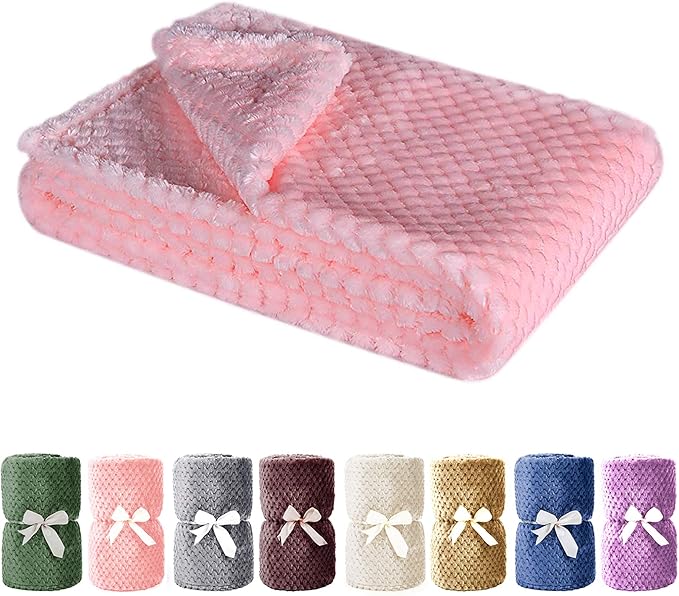 Dog Blanket,Soft Fuzzy Blankets for Puppy, Premium Fluffy Blankets Plush Fleece Throw Dog Bed, Couch, Sofa, Reversible Travel Warm Covers, Medium