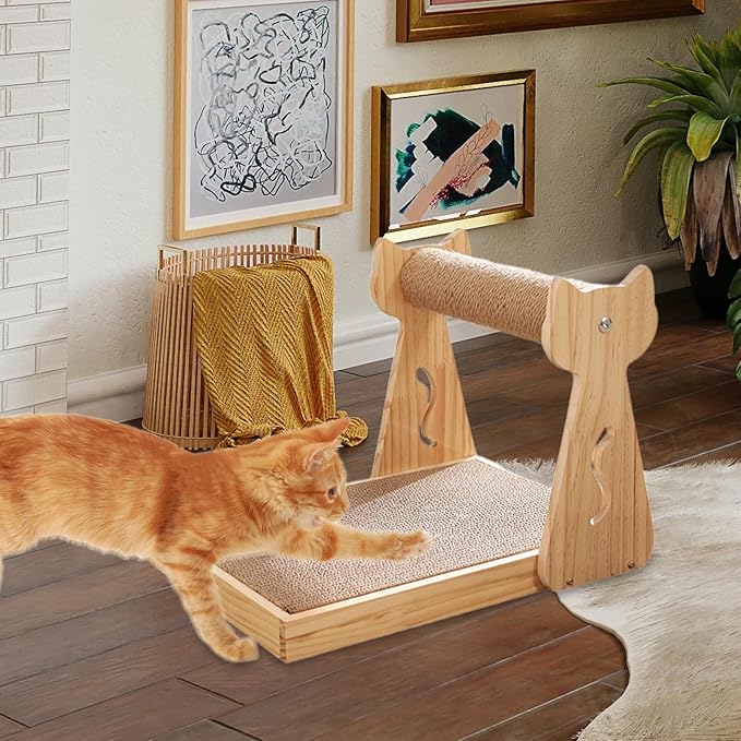 HouseVibe Cat Scratcher Lounge Bed with Scratching Mat, Kitten Couch Board for Playing Sleeping Training, Furniture Protector 11.81x16.54x12.20inch- Without Ball