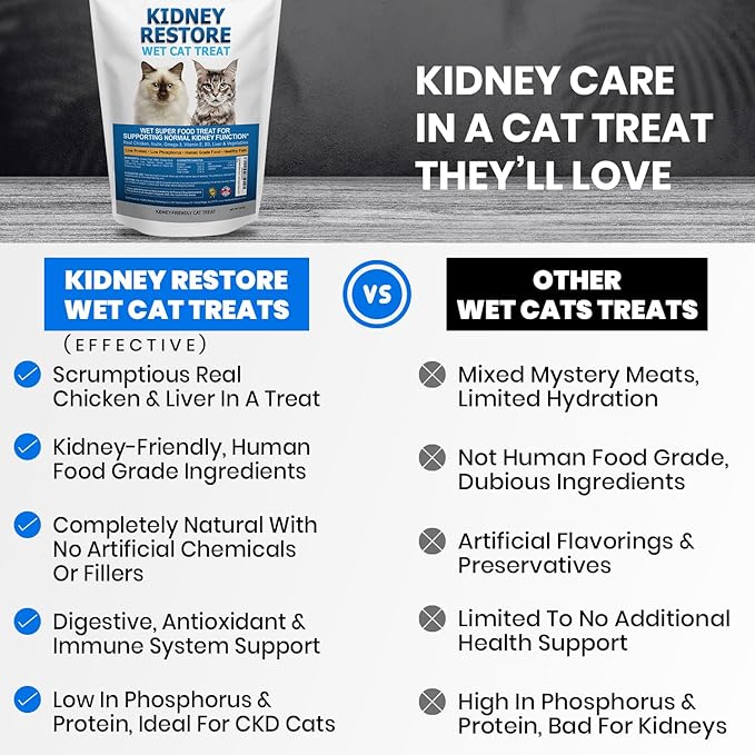 Fresh-Made Kidney Care Wet Cat Treat - Feline Kidney Support Renal Cat Treat - Low Phosphorus & Sodium Support for Cats - Best Feline Food, Feline Renal Support USA Made 16 Ounce