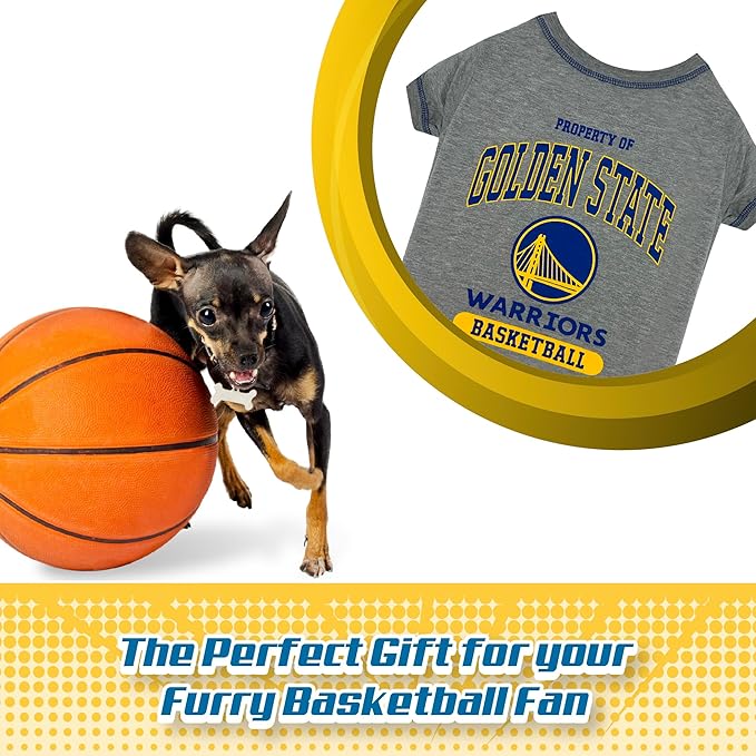 Pets First NBA Licensed Hoodies & T-shirt for Dogs & Cats, Golden State Warriors, Small