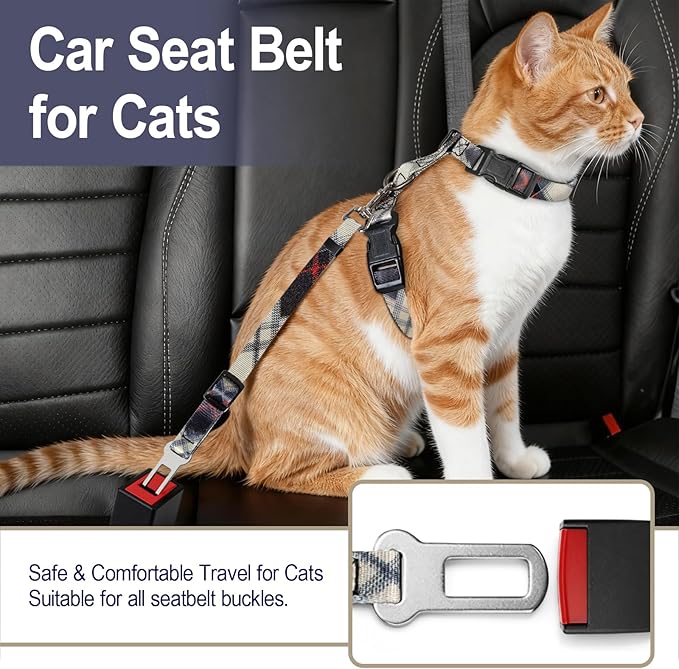 Cat Harness and Leash Set, 3-in-1 Escape Proof Adjustable, Comfortable Soft Lightweight, Safe, Easy to Wear, Walking Travel Kitten Harness for Small Medium Cats (Army Green)