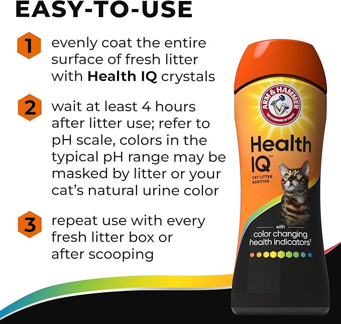 ARM & Hammer Health IQ Cat Litter Additive, with Color Changing Health Indicators, Works with Most Litter, 10 oz