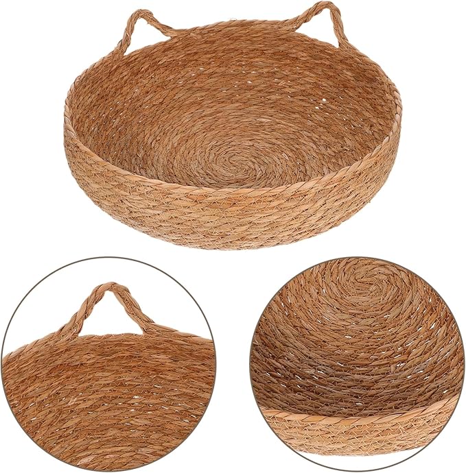 Kisangel Handwoven Cat Bed Cozy Round Pet Nest for Indoor Use Natural Material Cat Sleeping Nest for Kittens and Small Dogs Stylish Aesthetic Design for Comfort and Security