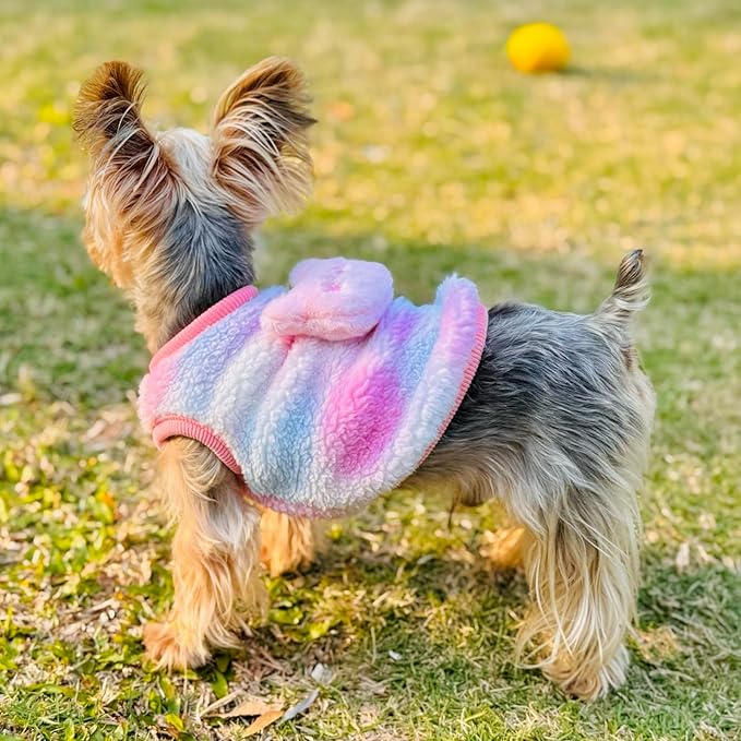 4-Piece Tiny Pet Clothes, Candy Colored Plush Sweater Shirts for Newborn/Teacup Cats & Dogs (e.g., Chihuahuas, Yorkies), Bunnies, and Other Small Animals (Gradient, XXS (1.5-3 lbs))