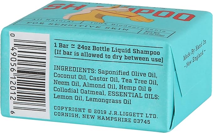 J.R.LIGGETT'S Natural Horse Shampoo Bar - Non-GMO, 100% Detergent-Free Formula Gently Deep Cleans and Supports Healthy Skin and Coat - Ideal for Dry, Itchy, or Sensitive Horses - 3.5 oz Bar