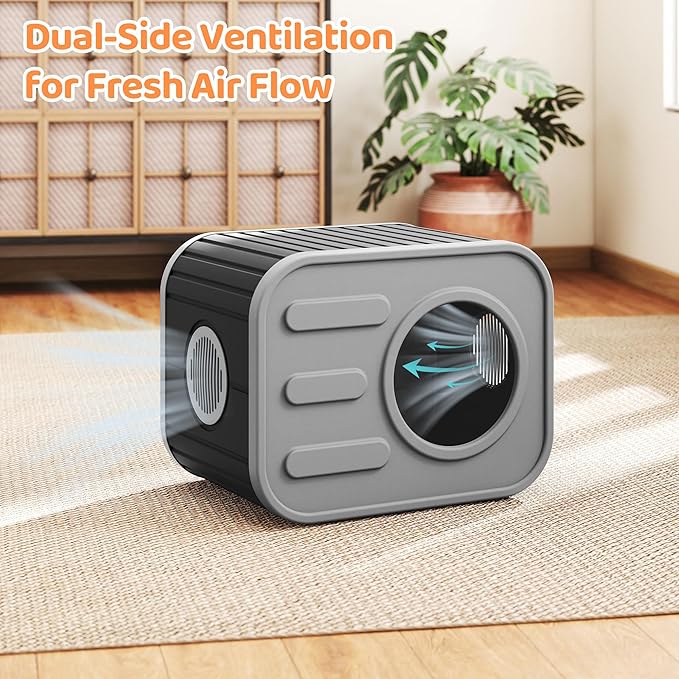 LHBcraft Outdoor Cat House Weatherproof, Insulated Feral Cat House with Camera-Shaped Design, Cat Houses for Outdoor Indoor Cats, Grey