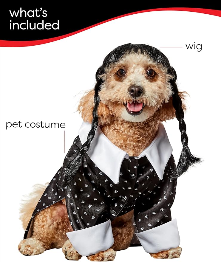 Wednesday TV Series: Wednesday Addams Pet Costume for For Dogs or Cats by Rubies, Medium