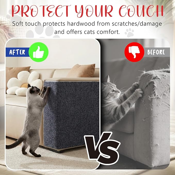 18 PCS Large Cat Scratch Furniture Protector, Couch Protector from Cat Claws, Scratch Mat for Pet Couch Furniture Covering, Cats Scratching Post Replacement Pads 17IN (Dark Gray)