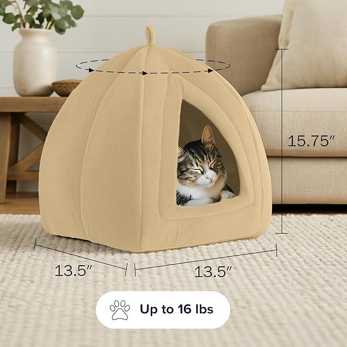 Cat House - Indoor Cat Bed with Removable Foam Cushion - Pet Tent for Kittens, Rabbits, Guinea Pigs, and Other Small Animals by PETMAKER