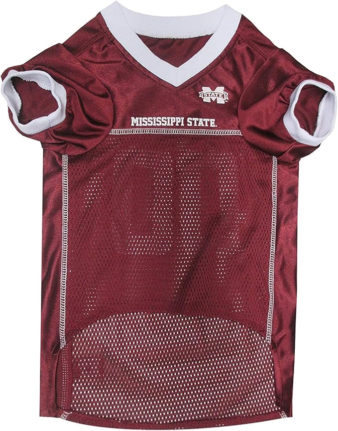 Pets First NCAA College Mississippi State Bulldogs Mesh Jersey for DOGS & CATS, Large. Licensed Dog Jersey with your Favorite Football/Basketball College Team