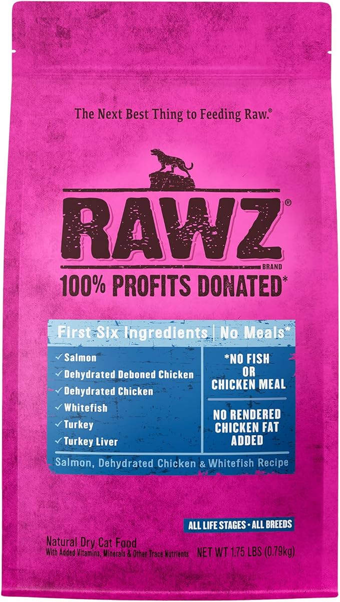 Rawz Salmon, Dehydrated Chicken & Whitefish Recipe Natural Dry Cat Food (1.75lb, Salmon, Dehydrated Chicken & Whitefish)