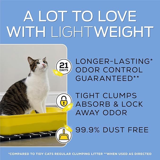 Purina Tidy Cats LightWeight With Glade Clean Blossoms Multi-Cat, Clumping, Low Dust, Scented Cat litter - 17 lb. Box