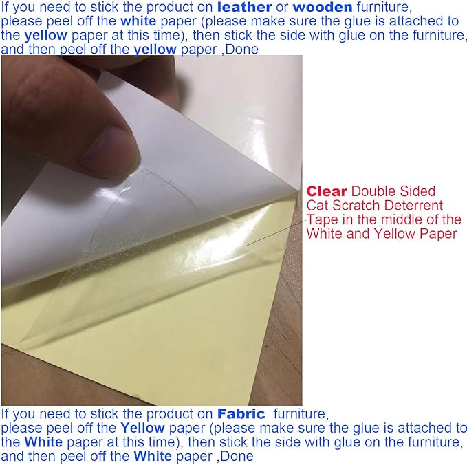 Anti-Scratch Furniture Protectors - 10pcs Clear Double-Sided Cat Scratch Deterrent Tape for Couch, Sofa, Chair & Leather