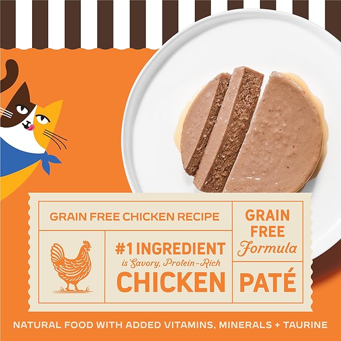Merrick Purrfect Bistro Grain Free Premium Soft Canned Pate Adult Wet Cat Food, High Protein Chicken Recipe - (Pack of 24) 3 oz. Cans
