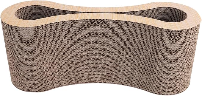 Cat Scratcher Lounge, Corrugated Cardboard Scratch Pad, Extra Thick Ergonomic Design 22.05x8.27x7.09in - Protects Furniture, Reversible Durable Construction, Comfortable Bed for (Light Wood Grain)