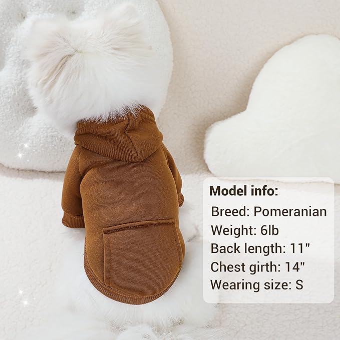 Pet Hoodie Dog Sweater for Small Dogs Girl Boy, Winter Puppy Sweatshirts with Pockets Hood, Warm Fleece Lined Dog Clothes Chihuahua Coat Clothing Puppy Cat Custume, Large
