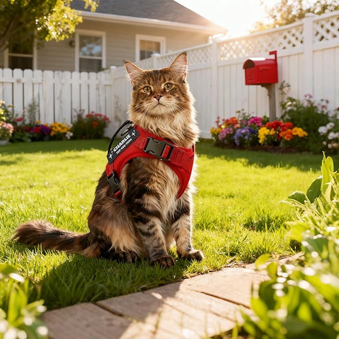 Cat Harness and Leash Escape Proof Tactical Cat Harness with Custom Patches Adjustable Soft Vest for Walking & Training Comfortable Outdoor Gear Fits Small Medium Large Cats (8-20 lbs)