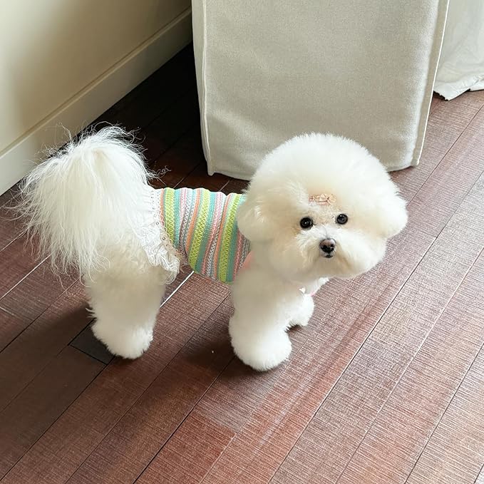 Colorful Openwork Knitted Dog & Cat Clothes - Stylish Pet Tank Top & Skirt for Small Dogs, Cats, Puppies & Kittens, Breathable Comfortable Cozy Pet Clothing