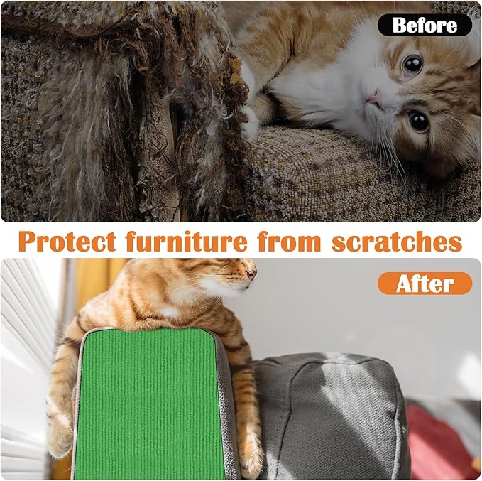 Cat Scratch Furniture Protector - 78.7" x 17" Trimmable Self-Adhesive Cats Claws Scratch Pads, DIY Cat Climbing Couch Protector for Scratch Post Cat Tree Replacement Indoor (Green)
