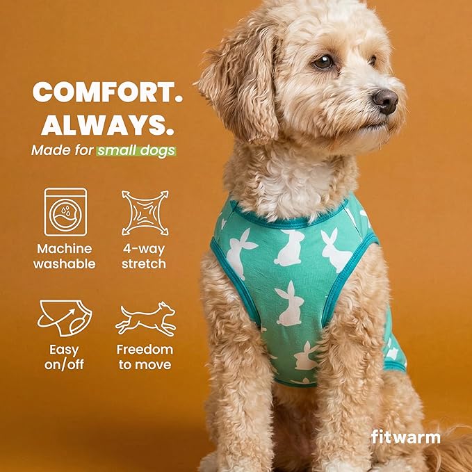Fitwarm Easter Bunny Dog Shirt, Dog Clothes for Small Dogs Boy Girl, Pet Cat Holiday Outfit, Teal Green, Medium